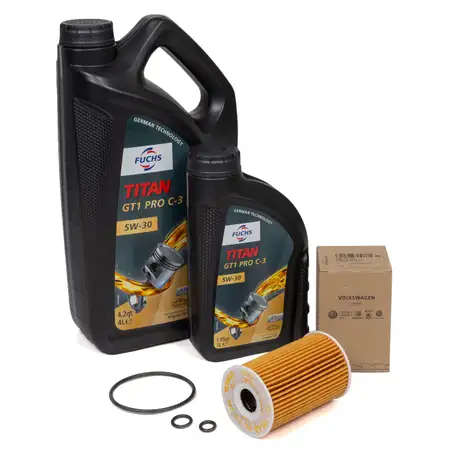 5 Liter FUCHS Motor&ouml;l TITAN GT1 PRO C-3 5W30 + ORIGINAL VAG &Ouml;lfilter 03L115562