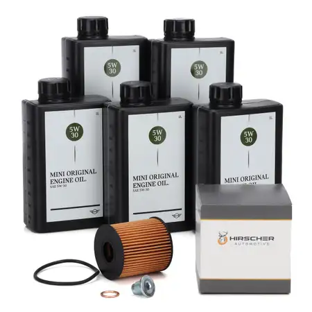 5L ORIGINAL 5W30 Motor&ouml;l + HIRSCHER &Ouml;lfilter MINI R56 R55 R60 R57 R58 R61 N12 N14 N16 N18