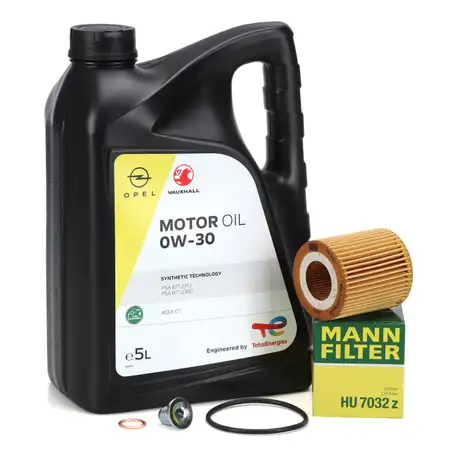 5L ORIGINAL 0W-30 Motor&ouml;l + MANN &Ouml;lfilter OPEL Corsa F Combo Mokka Zafira Life 1.5 D