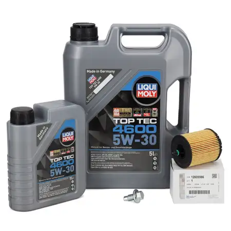 6L LIQUI MOLY TOP TEC 4600 5W-30 Motor&ouml;l + ORIGINAL GM Opel &Ouml;lfilter 12605566