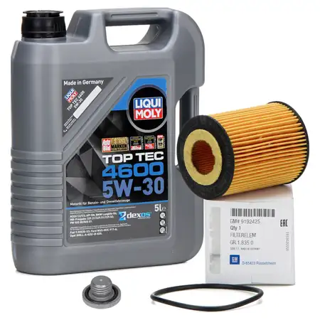 5L LIQUI MOLY Motor&ouml;l 5W30 dexos2 + ORIGINAL Opel &Ouml;lfilter 1.0 1.2 1.4 9192425