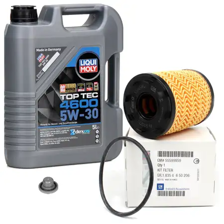 5L LIQUI MOLY Motor&ouml;l 5W30 dexos2 + ORIGINAL &Ouml;lfilter OPEL Astra H Corsa C D 1.3 CDTI