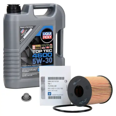 5L LIQUI MOLY Motor&ouml;l 5W30 dexos2 + ORIGINAL &Ouml;lfilter OPEL Astra H Corsa C D 1.3 CDTI