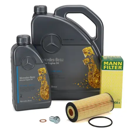 6L ORIGINAL 5W-40 MB 229.5 Motor&ouml;l + MANN &Ouml;lfilter MERCEDES W176 C117 X117 X156 45AMG M133