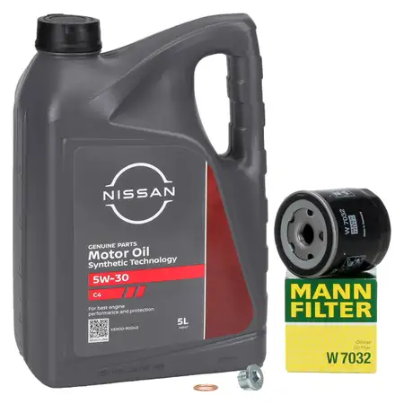 5L ORIGINAL 5W30 DPF Motor&ouml;l + MANN &Ouml;lfilter NISSAN Juke F15 Micra 5 Qashqai 2 1.5 dCi