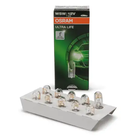 10x OSRAM 2825ULT Halogenlampe Gl&uuml;hlampe W5W ULTRA LIFE 12V 5W W2,1x9,5d