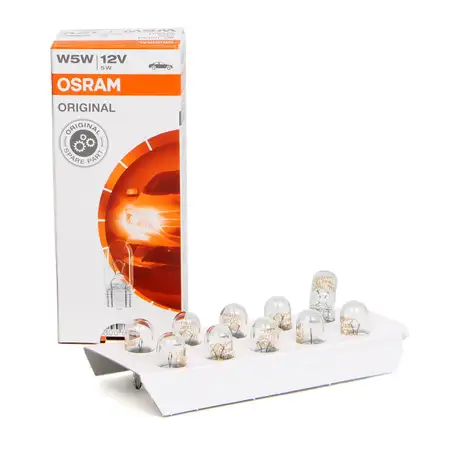 10x OSRAM 2825 Gl&uuml;hlampe Sockelgl&uuml;hlampe W5W ORIGINAL-Line 12V 5W W2,1x9,5d