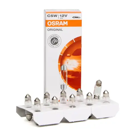 10x OSRAM 6418 Gl&uuml;hlampe Sockelgl&uuml;hlampe C5W ORIGINAL-Line 12V 5W SV8,5-8