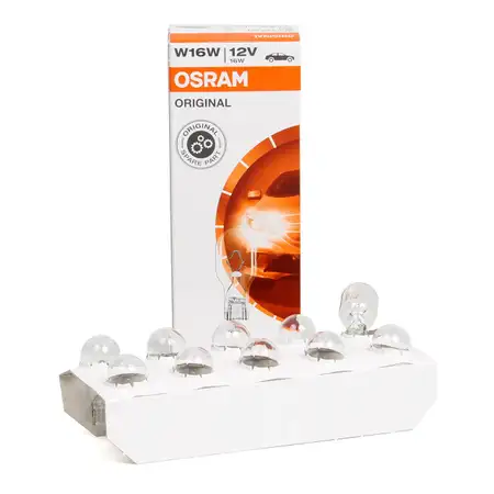 10x OSRAM 921 Gl&uuml;hlampe Sockelgl&uuml;hlampe W16W ORIGINAL-Line 12V 16W W2,1x9,5d