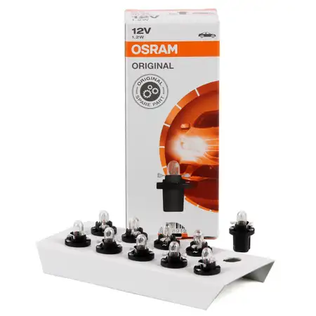 10x OSRAM Gl&uuml;hlampe Leiterplatten Lampe ORIGINAL LINE 12V 1,2W B8,5d 2721MF