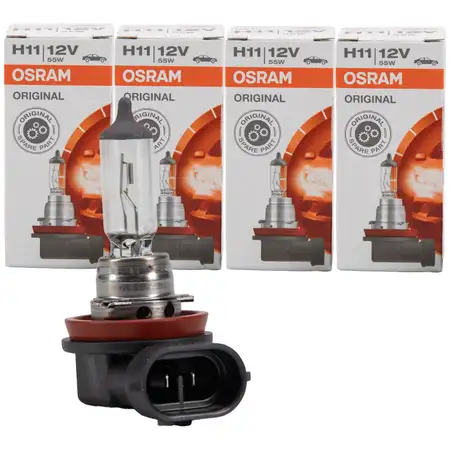 4x OSRAM 64211 Gl&uuml;hlampe Halogenlampe H11 ORIGINAL LINE 12V 55W PGJ19-2