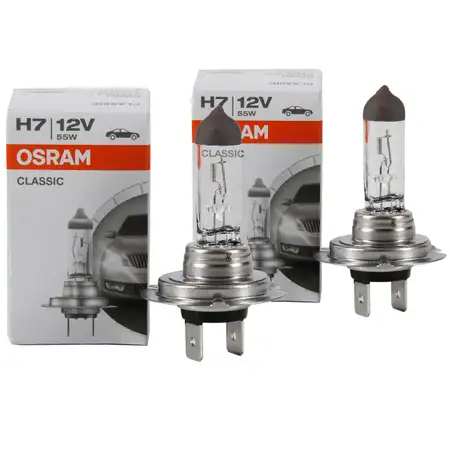 2x OSRAM Gl&uuml;hlampe Halogenlampe H7 CLASSIC 12V 55W PX26d 64210CLC