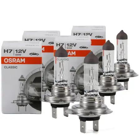 4x OSRAM Gl&uuml;hlampe Halogenlampe H7 CLASSIC 12V 55W PX26d 64210CLC