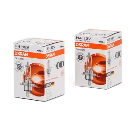 2x OSRAM 64193 Lampe Halogenlampe Gl&uuml;hlampe H4 ORIGINAL LINE 12V 60/55W P43t