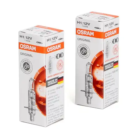 2x OSRAM Lampe Halogenlampe Gl&uuml;hlampe H1 ORIGINAL LINE 12V 55W P14,5s 64150