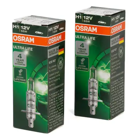 2x OSRAM Halogenlampe H1 ULTRA LIFE 12V 55W P14,5s 64150ULT