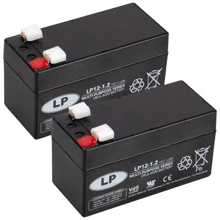 2x LANDPORT VRLA AGM Versorgungsbatterie St&uuml;tzbatterie 12V 1,2Ah f&uuml;r MERCEDES 000000004039