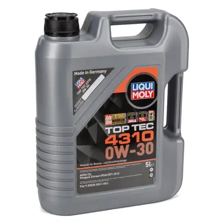 5L 5 Liter LIQUI MOLY TOP TEC 4310 0W-30 Motor&ouml;l &Ouml;l PSA B71 2312 FIAT 9.55535-DS1/-GS1