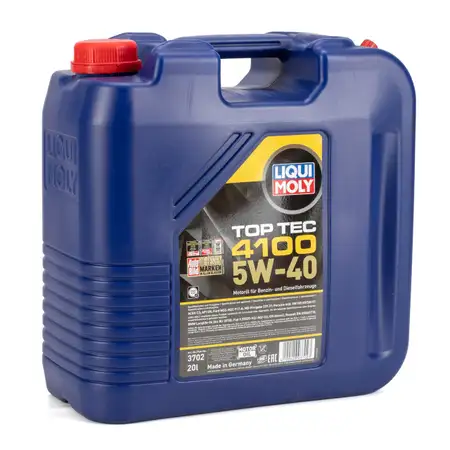 20L 20 Liter LIQUI MOLY 3702 Motor&ouml;l &Ouml;l TOP TEC 4100 5W40 MB 229.31 VW 505.00/01