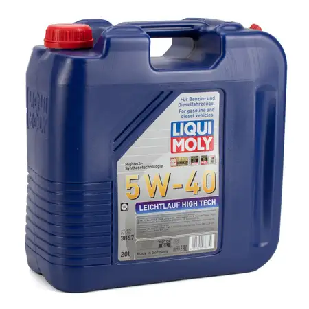 20L 20 Liter LIQUI MOLY Motor&ouml;l &Ouml;l Leichtlauf HIGH TECH 5W40 BMW LL-01 MB 229.5