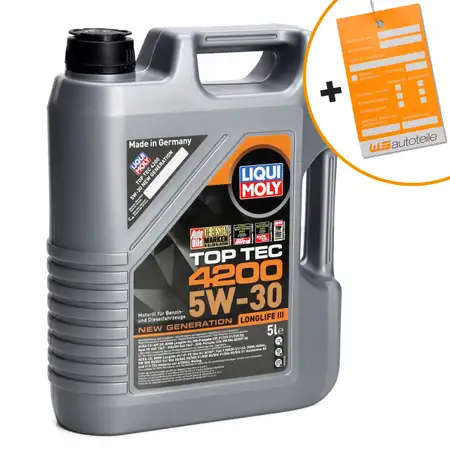 5L 5 Liter LIQUI MOLY 3707 TOP TEC 4200 5W30 Motor&ouml;l NEW GEN VW 504.00 507.00 BMW LL-04