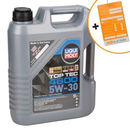 5L 5 Liter LIQUI MOLY Motor&ouml;l 5W30 TOP TEC 4600 dexos2 BMW LL-04 VW 505.00/01