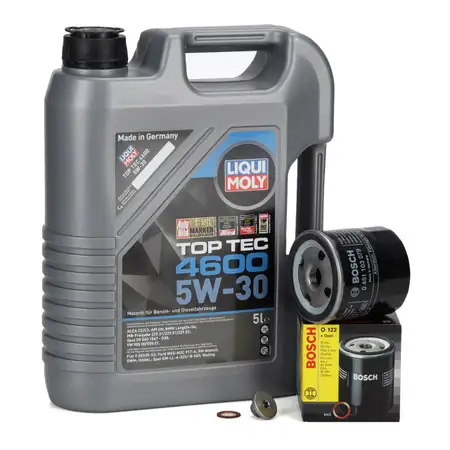 5L LIQUI MOLY TOP TEC 4600 5W-30 Motor&ouml;l + BOSCH &Ouml;lfilter f&uuml;r OPEL 93156300