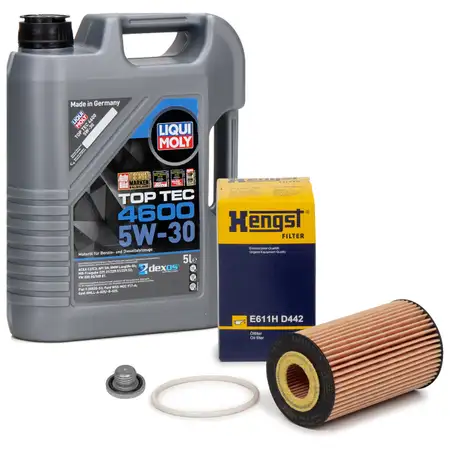 5L LIQUI MOLY Motor&ouml;l 5W30 dexos2 + HENGST &Ouml;lfilter OPEL Astra G H J Zafira B C 1.2-1.6