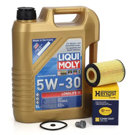 5L LIQUI MOLY 5W30 LONGLIFE III Motor&ouml;l + HEGST &Ouml;lfilter VW Golf 7 Passat B8 1.6/2.0 TDI