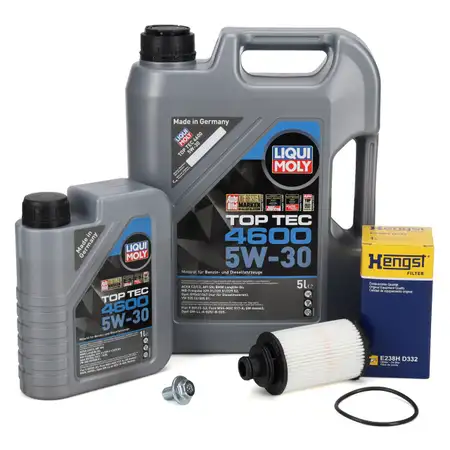 6L LIQUI MOLY TOP TEC 4600 5W-30 Motor&ouml;l + HENGST &Ouml;lfilter OPEL Insignia Zafira C 2.0 CDTI