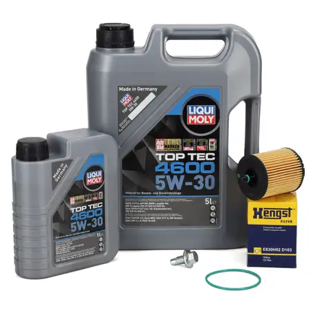 6L LIQUI MOLY TOP TEC 4600 5W-30 Motor&ouml;l + HENGST &Ouml;lfilter ALFA ROMEO FIAT OPEL SAAB