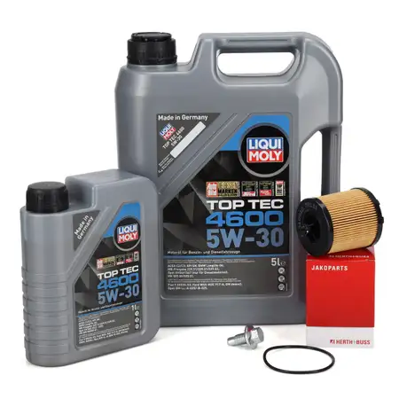 6L LIQUI MOLY TOP TEC 4600 5W-30 Motor&ouml;l + HERTH+BUSS &Ouml;lfilter ALFA ROMEO FIAT OPEL SAAB