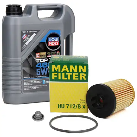 5L LIQUI MOLY Motor&ouml;l 5W30 dexos2 + MANN &Ouml;lfilter OPEL Astra G H Corsa B C D 1.0 1.2 1.4