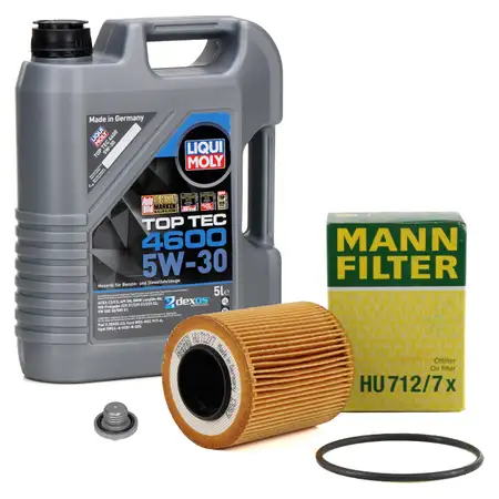 5L LIQUI MOLY Motor&ouml;l 5W30 dexos2 + MANN &Ouml;lfilter OPEL Astra H Corsa C D Meriva A 1.3 CDTI