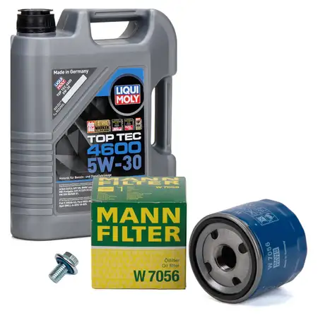 5L LIQUI MOLY Motor&ouml;l 5W30 dexos2 + MANN &Ouml;lfilter OPEL Astra K Corsa E Adam Karl 1.0-1.4