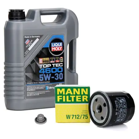 5L LIQUI MOLY Motor&ouml;l 5W30 dexos2 + MANN &Ouml;lfilter OPEL Astra F G H Corsa C Zafira A B