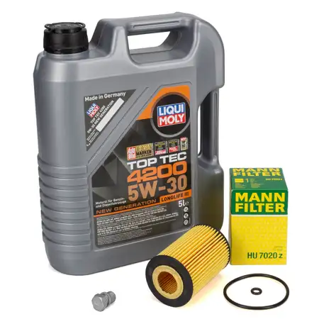 5L LIQUI MOLY TOP TEC 4200 5W30 Motor&ouml;l + MANN &Ouml;lfilter VAG 1.6/2.0 TDI 03N115562B