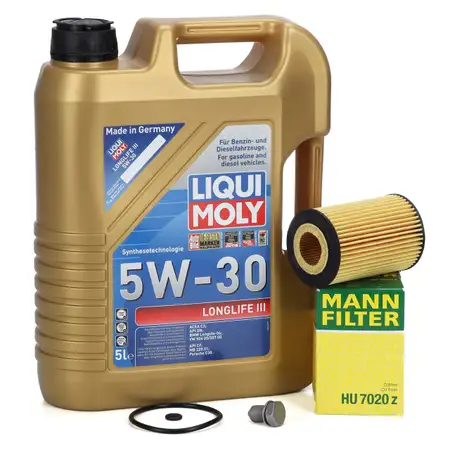 5L LIQUI MOLY 5W30 LONGLIFE III Motor&ouml;l + MANN &Ouml;lfilter VW Golf 7 Passat B8 1.6/2.0 TDI