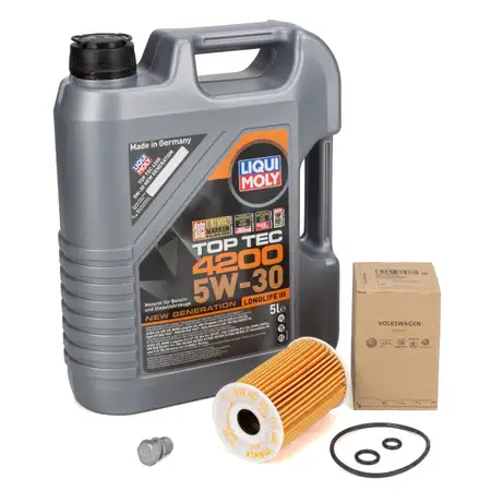 5L LIQUI MOLY TOP TEC 4200 5W30 Motor&ouml;l + ORIGINAL VAG &Ouml;lfilter 1.6/2.0 TDI 03L115562