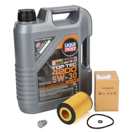 5L LIQUI MOLY TOP TEC 4200 5W30 Motor&ouml;l + ORIGINAL VAG &Ouml;lfilter 1.6/2.0 TDI 03N115562B