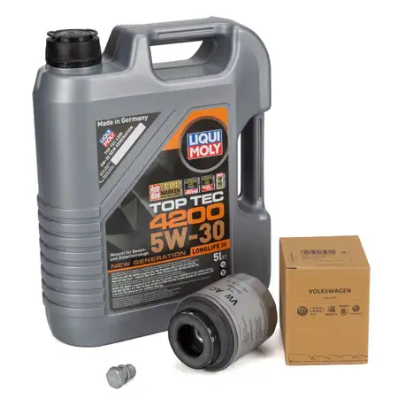 5L LIQUI MOLY TOP TEC 4200 5W30 Motor&ouml;l + ORIGINAL VAG &Ouml;lfilter 1.2/1.4 TSI 03C115561H