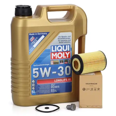 5L LIQUI MOLY 5W30 LONGLIFE III Motor&ouml;l + ORIGINAL &Ouml;lfilter f&uuml;r VAG 1.6/2.0 TDI 03N115562B