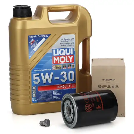 5L LIQUI MOLY 5W30 LONGLIFE III Motor&ouml;l + ORIGINAL &Ouml;lfilter VW Passat B5 A4 B5 B6 B7 1.8 T