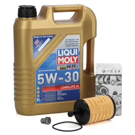 5L LIQUI MOLY 5W30 LONGLIFE III Motor&ouml;l + ORIGINAL &Ouml;lfilter f&uuml;r VAG 1.2-2.0 TDI 071115562C