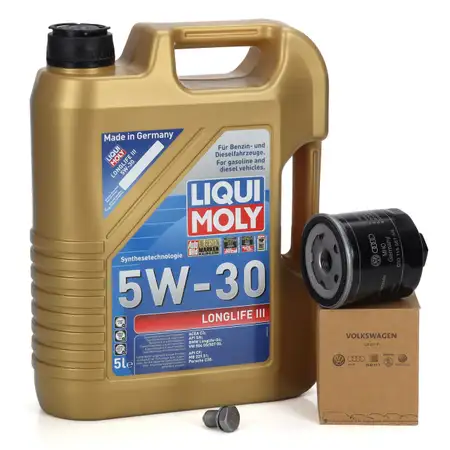 5L LIQUI MOLY 5W30 LONGLIFE III Motor&ouml;l ORIGINAL &Ouml;lfilter f&uuml;r VAG 1.0 1.4 1.6 030115561AN