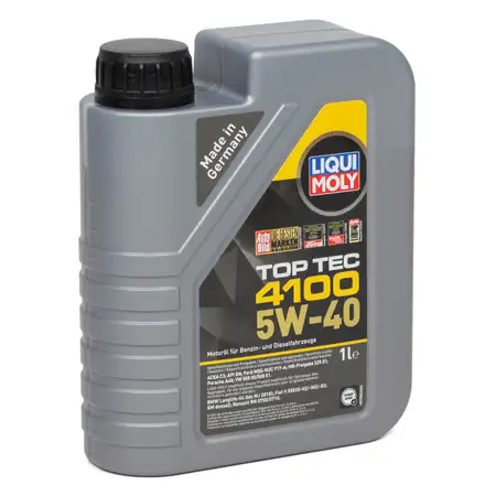 1L 1 Liter LIQUI MOLY Motor&ouml;l &Ouml;l TOP TEC 4100 5W40 5W-40 MB 229.31 VW 505.00/01