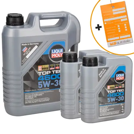 7L 7 Liter LIQUI MOLY Motor&ouml;l 5W30 TOP TEC 4600 dexos2 BMW LL-04 VW 505.00/01