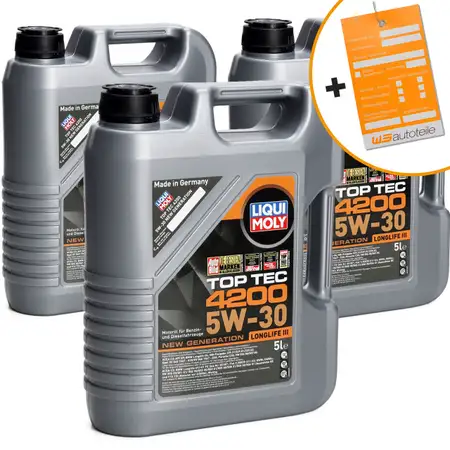 15L 15 Liter LIQUI MOLY 3707 TOP TEC 4200 5W30 Motor&ouml;l NEW GEN VW 504.00 507.00 BMW LL-04