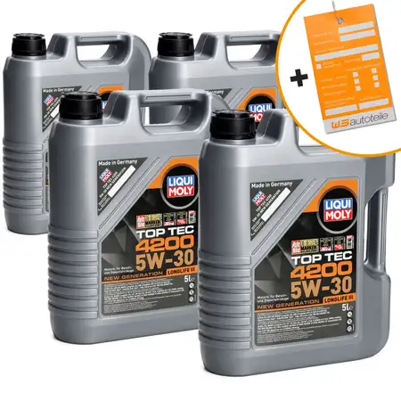 20L 20 Liter LIQUI MOLY 3707 TOP TEC 4200 5W30 Motor&ouml;l NEW GEN VW 504.00 507.00 BMW LL-04