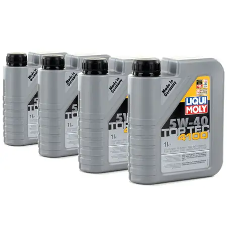 4L 4 Liter LIQUI MOLY Motor&ouml;l &Ouml;l TOP TEC 4100 5W40 5W-40 MB 229.31 VW 505.00/01